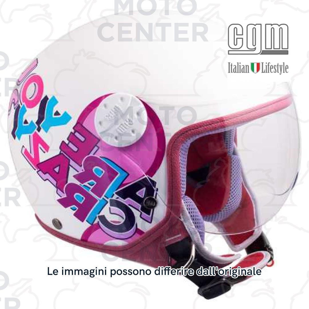 CASCO BAMBINO CGM 205S SPORT FUCSIA BIANCO VISIERA AVIATORE TAGLIA YL 53 54 Cm